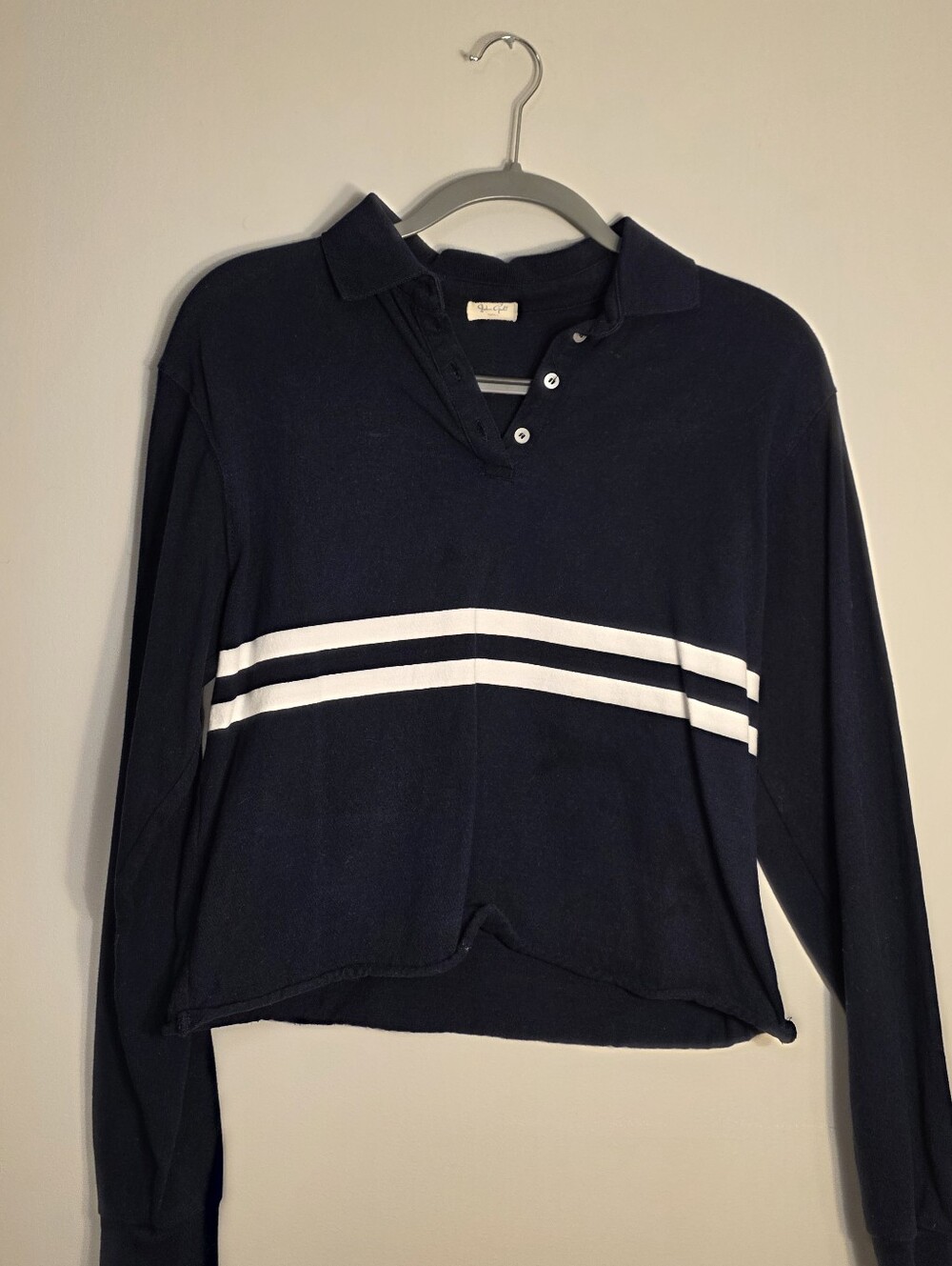 Brandy Melville Long Sleeve Cropped Collared Rugby Shirt